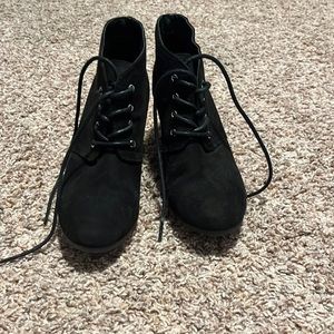 Black lace up wedges